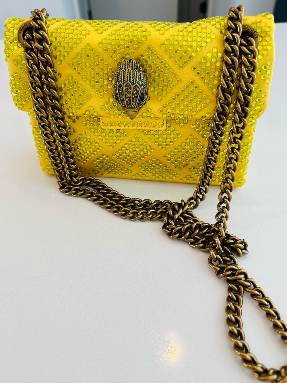 Kurt Geiger Yellow Studded Chain Crossbody Bag NWOT